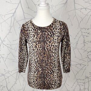 J. Crew Leopard Cheetah Print 100% Merino Wool Tippi Sweater